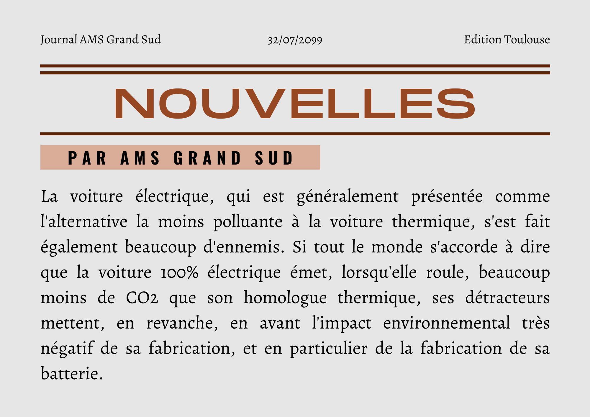 La voiture électrique, qui est généralement présentée comme l'alternative la
                    moins polluante à la
                    voiture thermique, s'est fait également beaucoup d'ennemis. Si tout le monde s'accorde à dire que la
                    voiture 100% électrique émet, lorsqu'elle roule, beaucoup moins de CO2 que son homologue thermique,
                    ses détracteurs mettent, en revanche, en avant l'impact environnemental très négatif de sa
                    fabrication, et en particulier de la fabrication de sa batterie.